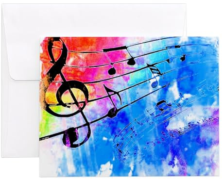 CafePress Colorful Music Notecards (Set Of 20) 4.25 x 5.5 Notecards 10 Pack