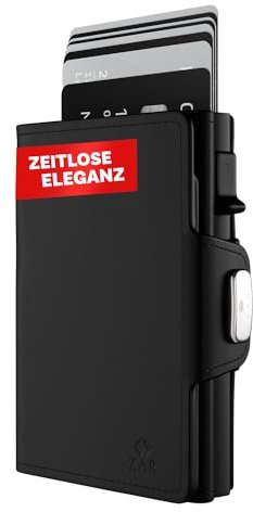 Zar Neu Slim Wallet mit Münzfach & RFID-Schutz - Schmale Geldbörse mit Platz für bis zu 8 Karten - Leder Geldbeutel - Mini-Geldbeutel, Portemonnaie, Kartenetui