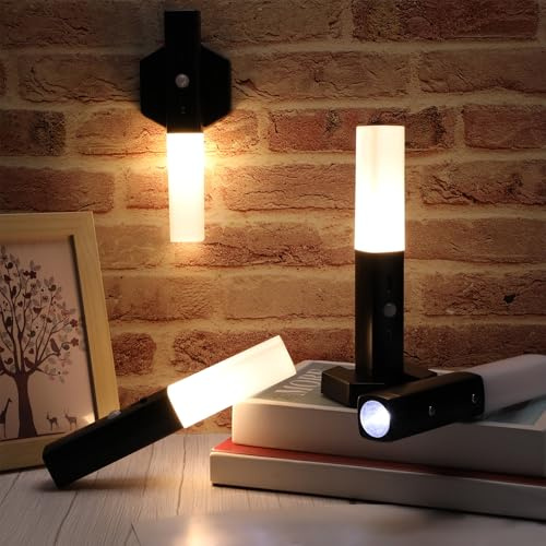Tujoe 4 pz sensore di movimento luce notturna USB ricaricabile applique da parete torcia magnetica luce notturna 1000 mah wireless portatile luce da parete a batteria LED da parete per corridoio scale