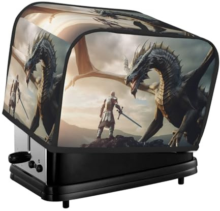 Swordsman - Copertura per tostapane a 2 fette, con tasche, per piccoli elettrodomestici da cucina, protezione dalle impronte digitali, lavabile in lavatrice