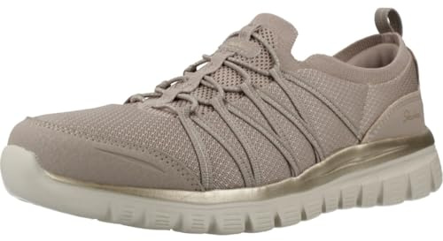 Skechers Women's Graceful Purecrush Slip-On Sneakers, Taupe/Gold Knit, 7 UK
