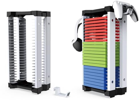 Yopption Game Disc Box, Videospielspeicher Standturm mit 2 Hooks für PS5/ Xbox/Nintendo Switch Spiele, Halten 23 Stück Game Discs, 14. 2 * 44. 7 * 8. 2cm