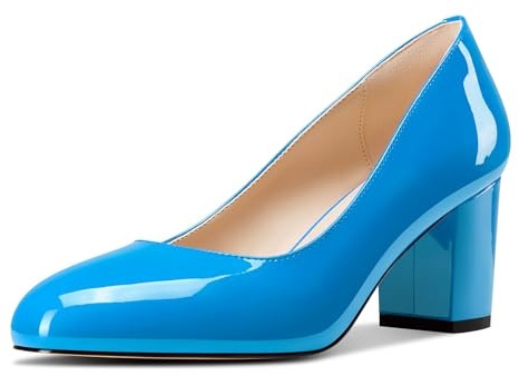 Castamere Mujer Medio Chunky Ancho Heel Cerrado el Dedo del pie Redonda Punta Clásico Pumps Slip-on Dress Casual Zapatos 6.5 CM Heels
