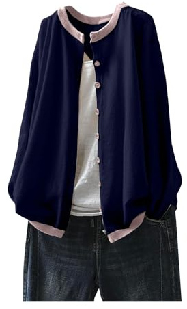 Uwdiohq Gilet Femme Chic Et Elegant De Couleur Unie Pour Style Rétro (Navy, Xl) Cardigan Long Court Chaud A Bouton Beige Rose Oversize Tricot Noel Printemps Transparent Pull Sans Manche Col V