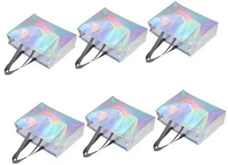 TOPBATHY Paquet Présents et Design Multi-Usage en Tissu Non Tissé Argenté Lot de 6 Poignées Grosse Capacité pour Pique-niques et Sorties Parc D'attractions