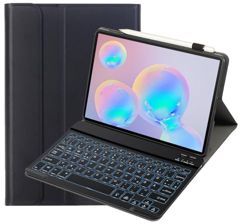 leleyo Tastatur Hülle für Samsung Galaxy Tab S6/S6 5G 10,5 Hülle mit Tastatur 7 Farben Beleuchtung Magnetische Abnehmbare Deutsches QWERTZ Layout für Galaxy Tab S6,Schwarz