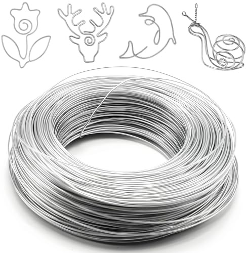 1 mm smycken, hantverk, aluminiumtråd, pysseltråd, 50 m pysseltråd, aluminiumtråd, tjock aluminiumtråd för skulptur, modellering, skelett, blomtillverkning, dockor gör-det-själv, smyckestillverkning