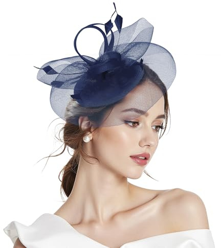 Zando Fascinators for Women, Wedding Hat with Headband | 2-in-1 mesh fascinator with detachable clip and headband. Elegant hair accessory for wedding guests, Royal Ascot & tea party.