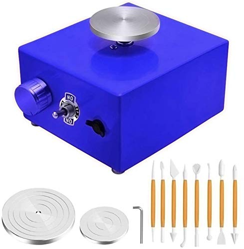 Generico Tornio Girevole Manuale,Tornietto Ceramica Mini Giradischi Rotella Ceramica, Macchina per elettrica Fai da Te Strumento di Argilla con Vassoio per lavori in