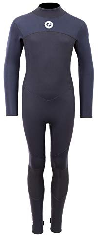 Two Bare Feet Kids Thunderclap 5/4mm Neoprene Winter Wetsuit – Thick, Full Length, Warm & Flexible Design for Cold Water Surfing, Diving, Swimming & Watersports (Black, 2XL)