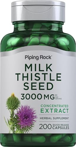 Piping Rock Milk Thistle Supplement | 200 Capsules | Concentrated Herbal Extract | Non-GMO, Gluten Free