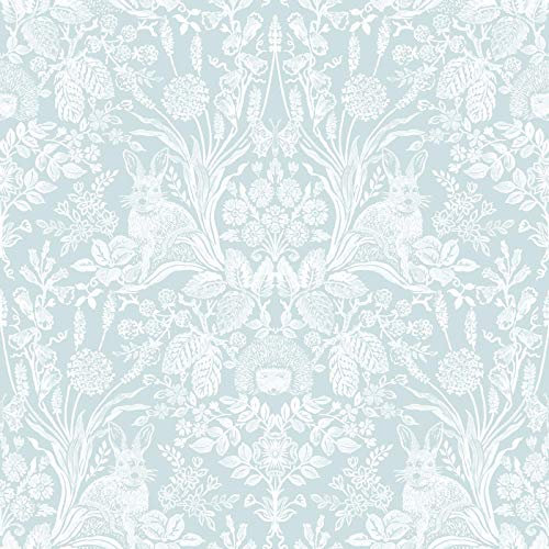 World of Wallpaper Harlen Woodland Damask Wallpaper Animals Leaves Wall Paper for Walls Living Room, Lounge, Bedroom, Hallway, Feature Wall 50341 (Duck Egg)