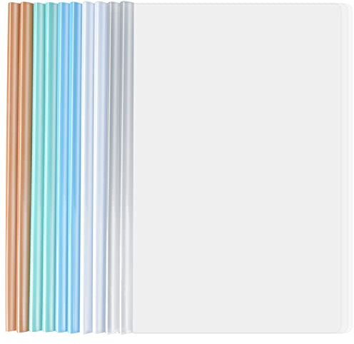 10pcs A4 Sliding Bar Binder, A4 Transparente Dokumentenordner, Schiebestab Datei Ordner, Bericht Abdeckungen Ordner mit U Schiebe Bar für Klassifizierung Schulbürodokumenten.Kann 40 Blatt halten (B)