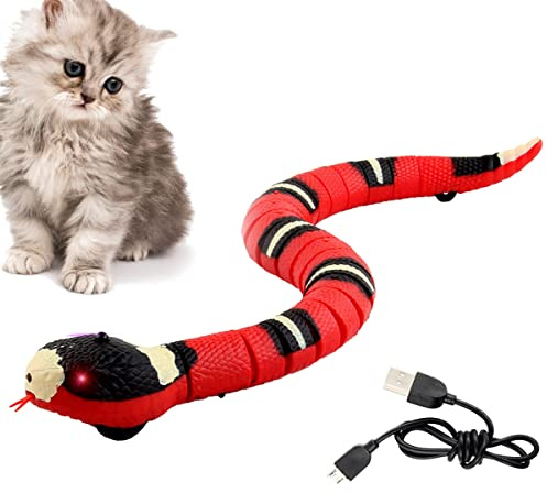 XiXiRan Juguete Interactivo de Serpiente Falsa Eléctrica para Gatos - Juego Inteligente Recargable USB