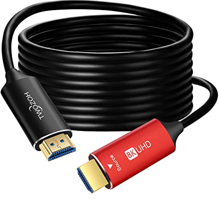 Twozoh 8K Fiber HDMI Cable 100M, High Speed HDMI 2.1 Fiber Optic Lead Support 48Gbps 8K@60Hz 4K@120Hz