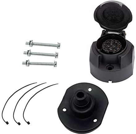 ETUKER 13 polige Anhängersteckdose mit Gummidichtung, 12V 13-poliger Anhänger Kupplung Stecker, wasserdicht für LKW Autos Wohnwagen Anhänger-Zubehöradapter