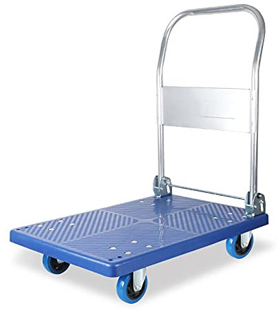 Chariot plateforme Push Chariot Chariot Panneau en plastique Durable et Poignée pliable for un stockage facile et des roues pivotantes à 360 degrés for le transport Chariot de transport ( Size : 71*47