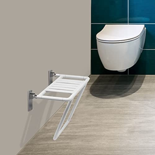 EurHomePlus Klappbarer Duschsitz Wandmontage Duschstuh mit Nachtlicht, für die Wandmontage - Geeignet als Duschklappsitz, Badestuhl, Duschhocker oder Duschstuhl für Senioren (Weiß)