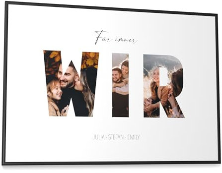 Papierschmiede® WIR personalisiertes Bild mit Fotos - A2 im Bilderrahmen XXL - Geschenke für Frauen - Geschenke für Männer - Personalisiertes Geschenk Paare Partner Fotodruck Weihnachten Valentinstag