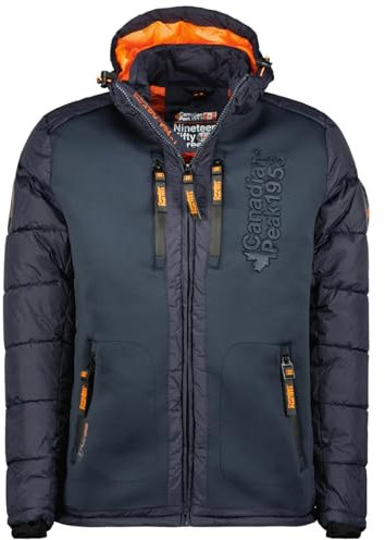 Canadian Peak Beachweak_Men - Men's Comfortable Autumn Winter Warm Parka - Waterproof Coat Outdoor Fur Hooded Jacket - Winter Windbreaker Jacket Man (Navy Blue XL)