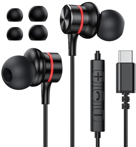 MOSWAG USB C Kopfhörer, Verdrahtete Ohrhörer In Ear Typ C Kopfhörer, Mikrofon Lautstärkeregelung HiFi Stereo Typ C Kopfhörer Für IPhone 16, 15-Serie, Samsung Galaxy S23/S24 -Serie Google Pixel (1Pack)