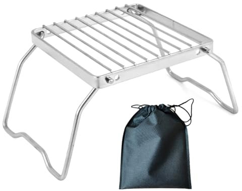 QUEENYARD Portable Grills Grids Campfire Stand Stainless Steel Grills Rack Folding Campfire Grills For Outdoor Cooking