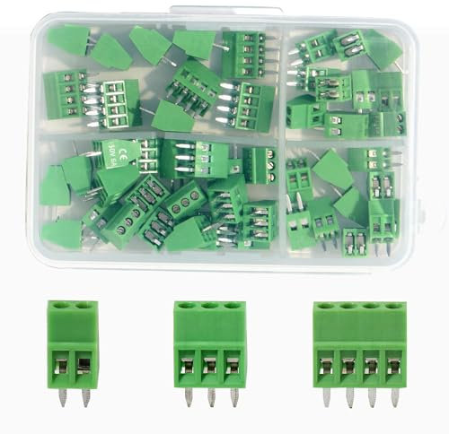 PENGLIN 50PCS 2.54mm Pitch PCB Mount Screw Terminal Block Connector, 2P 3P 4P Terminals 150V 6A for 26-18AWG Cable