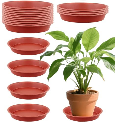 Guirfly1N1 20Pcs 7.8in/20cm Plant Pot Saucers, Round Plastic Plant Saucer Trays for Indoor Outdoor Use, Plant Pot Trays Circular, Drip Trays for Plant Pots, Flower Pot Saucers (20cm)