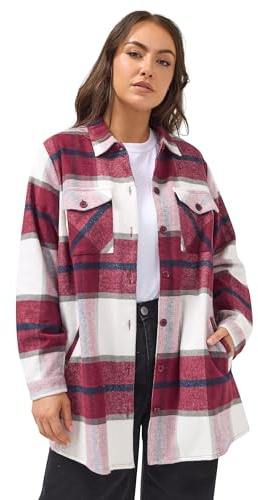 Yours Curve Green Check Shacket - Women's - Plus Size Curve