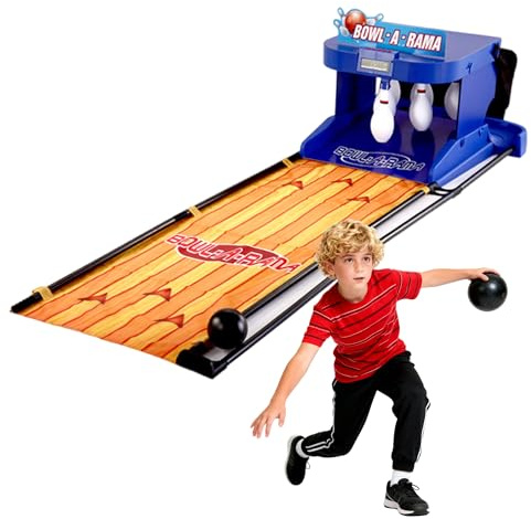 Bowlingset för barn, elektroniskt bowlinghallsspel med automatisk återställning, belysning, simuleringsljudeffekt, hopfällbart inomhusfamiljespel, bowlingspel för barn och vuxna