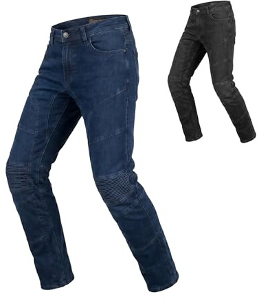 STORM Jeans Moto Uomo e Donna con Protezioni CE, Pantaloni Biker in Denim con Kevlar, Taglio Unisex Elasticizzato