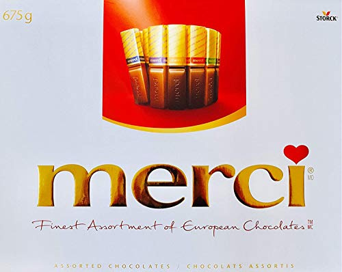 Merci Finest Assortment of European Chocolates. 675grams / 23.8 ounce Value pack. 54 pieces of individually wrapped Fine European Chocolates.