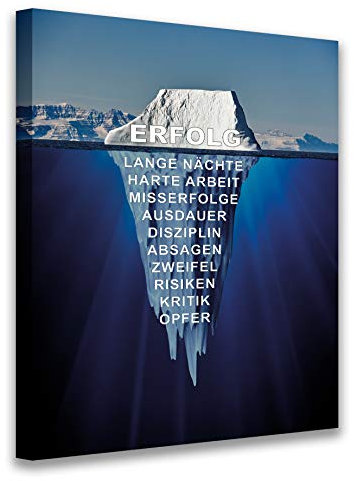 PICSonPAPER Leinwandbild 50 cm x 70 cm, Eisberg des Erfolgs, Geschenk, Motivationsposter, Motivations-Leinwand, Kunstdruck, Motivationsbild, Startup, Entrepreneur (50 cm x 70 cm)