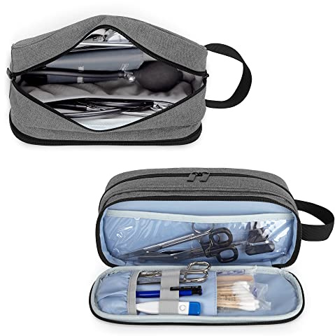 Trunab Stethoscope Carrying Case Compatible with 3M Littmann/MDF/ADC, Hold Two Stethoscopes or BP Cuffs, Medical Case with Extra Pocket for Nurse Accessories, Essentials for Nurses, Doctors, Grey