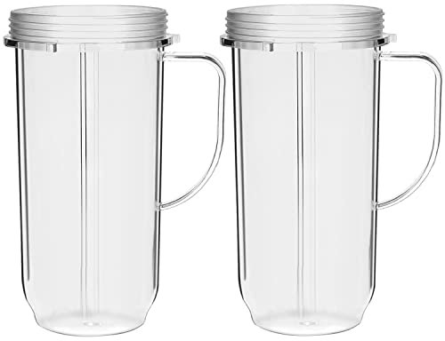 650ml Becher Entsafter Tassen Kompatibel mit Nutribullet Magic Bullet 200W Elektrischer Mixer - 22 Unzen Groß Cups Zubehör Ersatzteile für Mr Magic Mixer (2er-Pack)