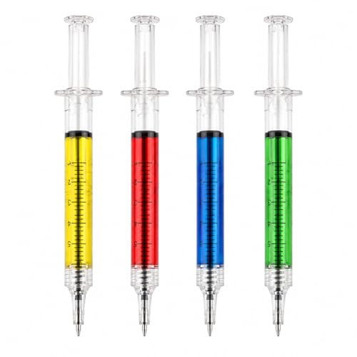 GIVBRO Penne a forma di siringa per iniezione Penne a sfera per infermiere Strumenti di scrittura per forniture per ufficio, 4 PC
