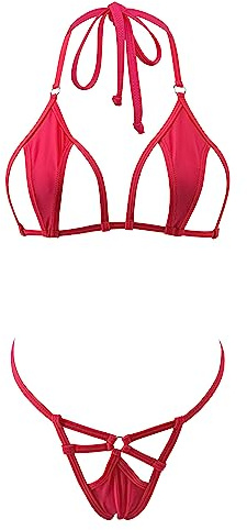 SHERRYLO Micro Bikini Extreme Exotique Maillot de Bain String String Bas Sexy Slutty Mini Bikinis Deux Pièces Maillot de Bain pour Femme, 1690-rouge, Taille Unique