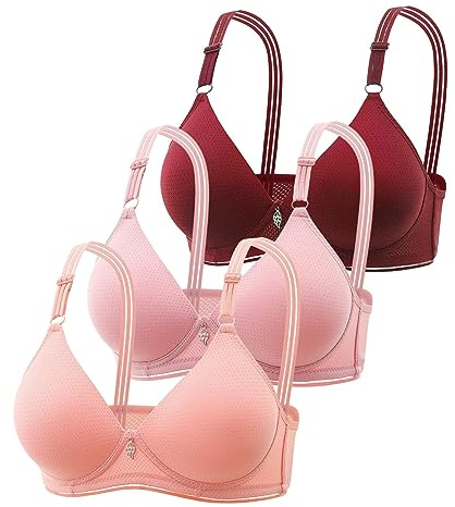 Wireless Bras with Support and Lift 3 Pack Comfort Push Up T Shirt Bra for Everyday Breathable Fashion Deep Cup Bralette Vest Sport Bras for Women Multicolor J 38