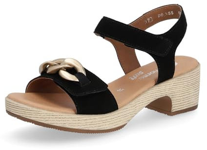 Remonte Damen Riemchensandalen D0N55, Frauen Sandalen,Sommersandalen,Sommerschuhe,Freizeitschuhe,offene Schuhe,Strandschuhe,Absatz,schwarz (02),41 EU