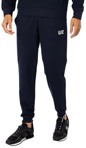 EA7 Emporio Armani Pantaloni Jogger Estivo da Uomo Core Identity in Cotone Garzato, 8NPP66 (IT, Testo, L, Regular, Regular, Armani Blue)