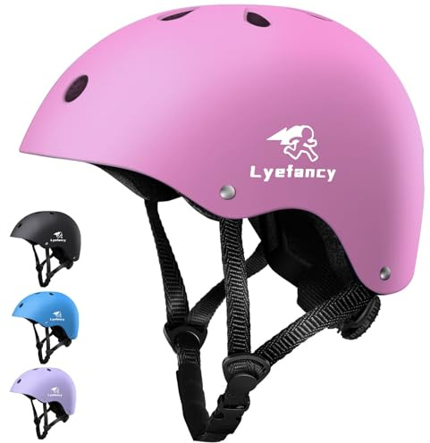 Lyefancy Casco da bici per bambini, da 2 a 13 anni, regolabile, per ciclismo, scooter, pattinaggio (rosa, M)