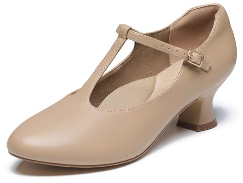 YESSA T-rem karaktärsskor för kvinnor dansskor 1920-talsskor för balsal latinsk salsa folklorico flamenco tango gunga 5 cm/6,3 cm, 5 cm karamell, 38 EU