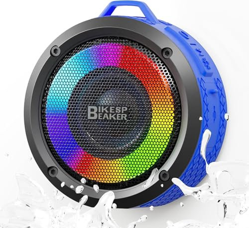 PRSCFUM Bluetooth Speaker with RGB Light, IPX7 Waterproof Portable Shower Speaker w/HD Sound, TWO Pairing, Bass, 20H Playtime, True Stereo Wireless Mini Speaker for Outdoor Party Bath