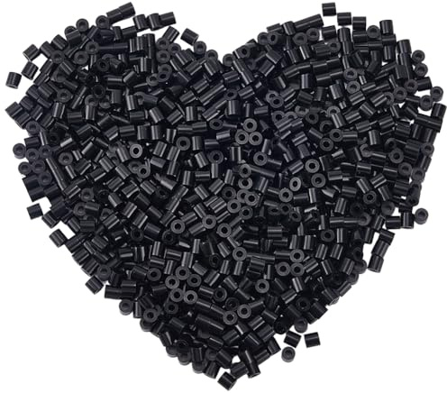 SOFPLATE 1 Box 2000 Pieces Black Melting Beads Crafts 5mm Fuse Beads Bulk Storage Refills Plastic Tube Iron Melty with 3mm Hole Compatible Hama Replenish Accessories for Crafting DIY Holiday Decor