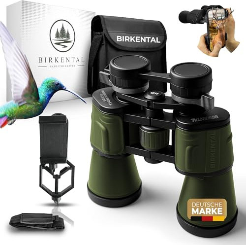 Birkental Fernglas 10x50 mit Dioptrienverstellung – HD Feldstecher, BAK4 Prisma & FMC Objektiv - brillenträgergeeignet – großes Sichtfeld & klare Abbildung für Erwachsene (Grün)