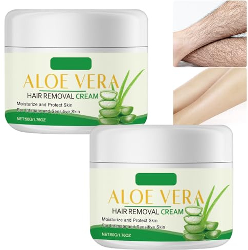 Aloe Vera Gesichtshaarentfernungscreme, sanfte Enthaarungscreme Gesicht, Oberlippe, Kinn, Körper und empfindliche Haut, beruhigende, feuchtigkeitsspendende, schmerzlose Haarentfernungscreme (2PCS)