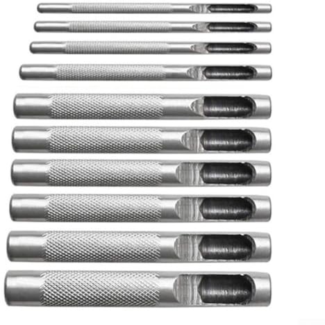 Precision Steel Hollow Punching Tools 10pcs Hole Punches for Leather and Vinyl