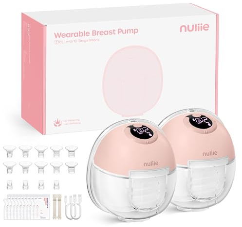Nuliie Tiralatte elettrico portatile S32, pompa per latte elettrica a mani libere, 4 modalità, 9 livelli con 13/15/17/19/21/24 mm, flangia comoda, privata, con accessori di ricambio inclusi nella