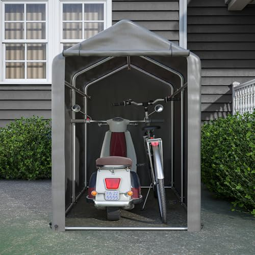 Garage per biciclette Casetta per attrezzi – Tenda da garage impermeabile, tenda da magazzino, capanno da giardino, grigio scuro – Perfetto per biciclette, attrezzi da giardino e stoccaggio all'aperto