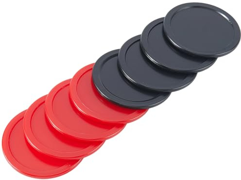 CREATCABIN 8 st Air Hockey Pucks 6,5 cm tung ersättning pucker standard plast lätt för bord utrustning övning träningssats underhållning fest tillbehör inomhus vuxna röd svart